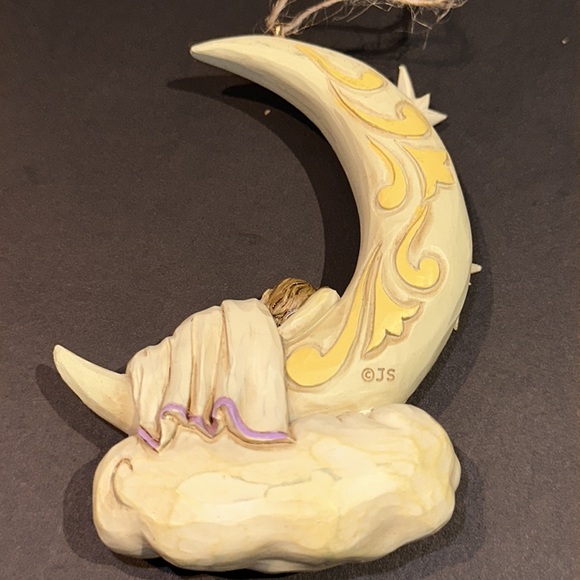 Enesco Jim Shore Heartwood Creek Baby Sleeping on Moon Hanging Ornament, 4.13" - Picture 2 of 6